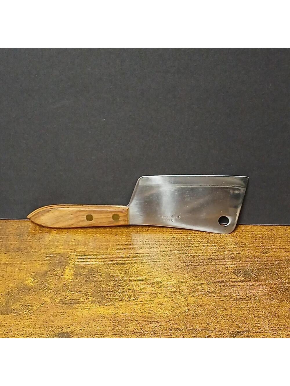 Vintage Bonny Stainless Steel Meat Cleaver Cheese Mini Wood Handle 6.5” Knife
